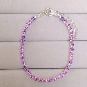 Amethyst Purple + Silver Crystal Tennis Bracelet